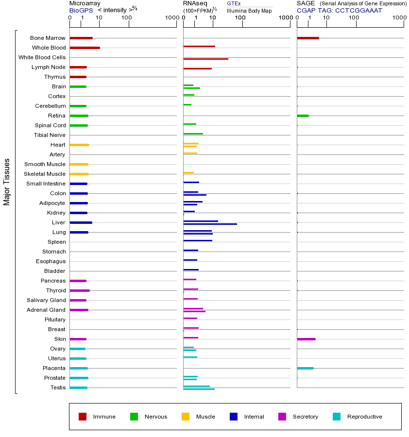 Gene expression across tissues
